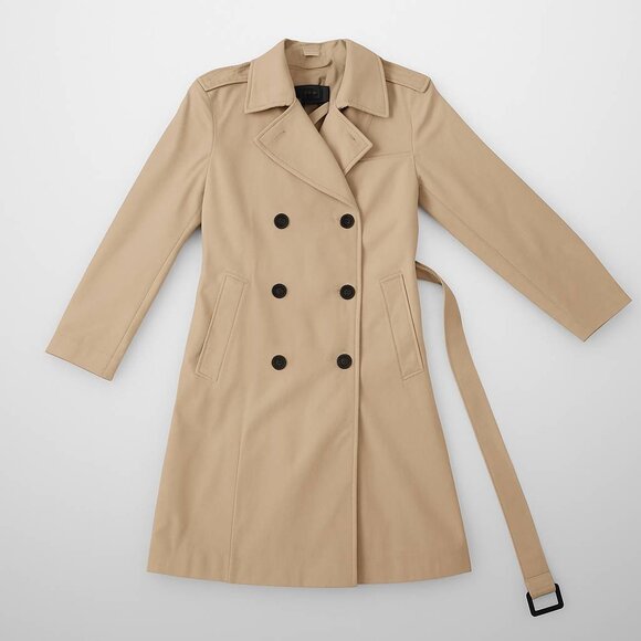 J.Crew Tan Double-Breasted Trench Coat 2P Petite - Picture 1 of 13